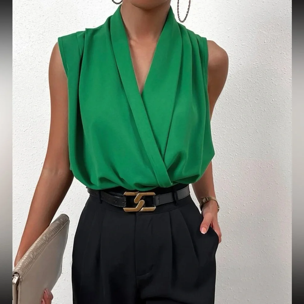 Luxe wrap hem surplice blouse - Picture 10 of 16